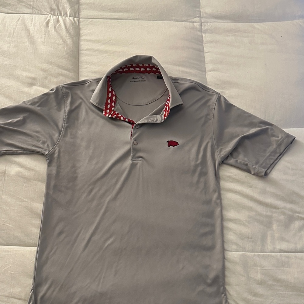 Southern Tide Gray Polo with Red Details